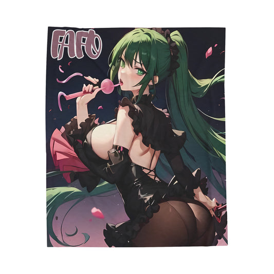 FAFO Sexy Romanic, Goth/Emo Anime Girl Art Velveteen Plush Blanket (50x60)