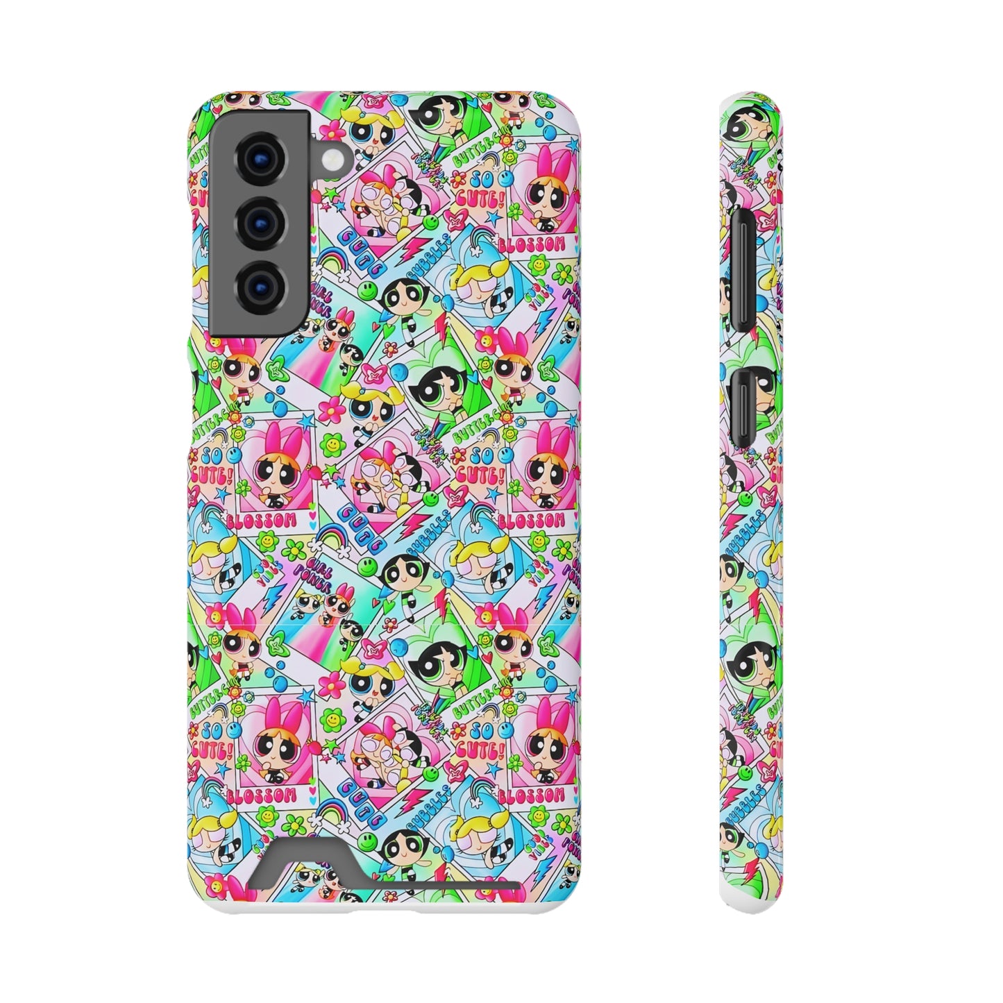 Stylish Power Puff Girls, Phone Case With Card Holder