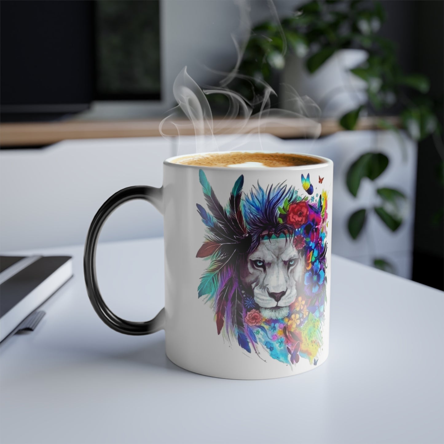 'Courage Doesn't Always Roar' Lion, Colorful, Color Morphing Mug, 11oz Gift