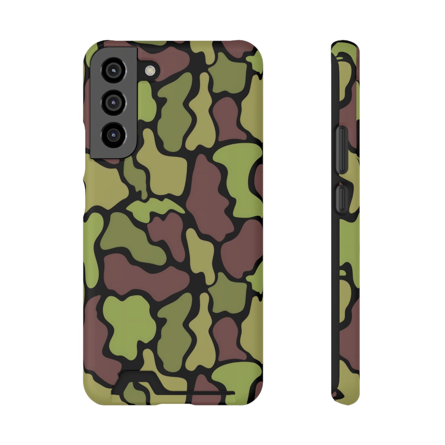 Stylish Camouflage/ Black Phone Case With Card Holder, iPhone, Android