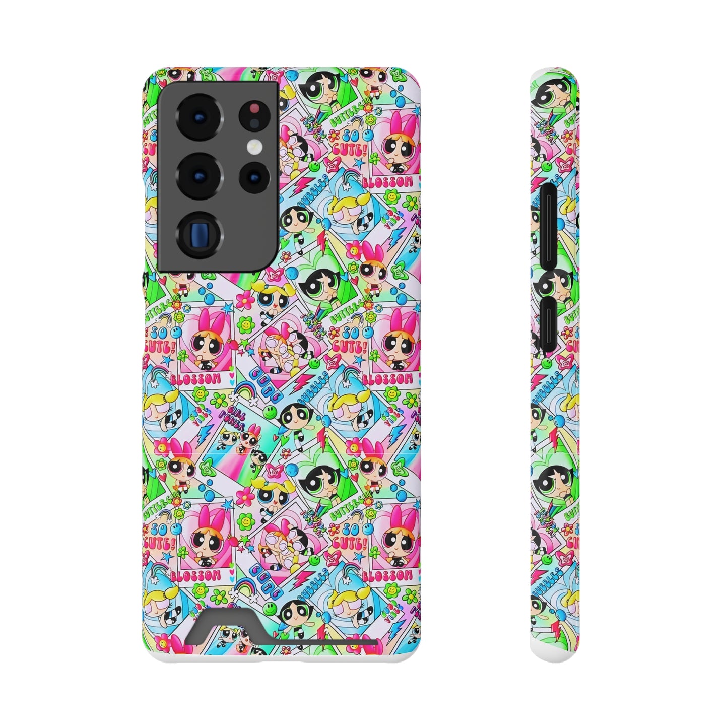 Stylish Power Puff Girls, Phone Case With Card Holder