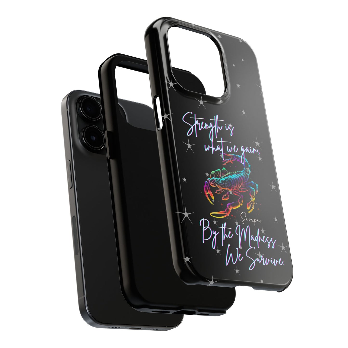 Apple iPhone (13-15 Pro Max) Tough Phone Cases, Scorpio "Strength is what we gain..."