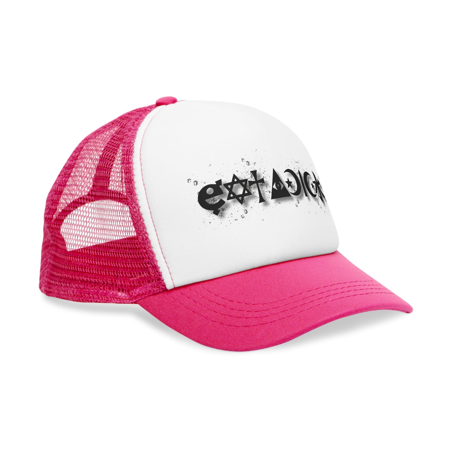 Snap-Back Mesh Cap, "Eat a D..." Witchy Vibes, Goth, Black/ Pink