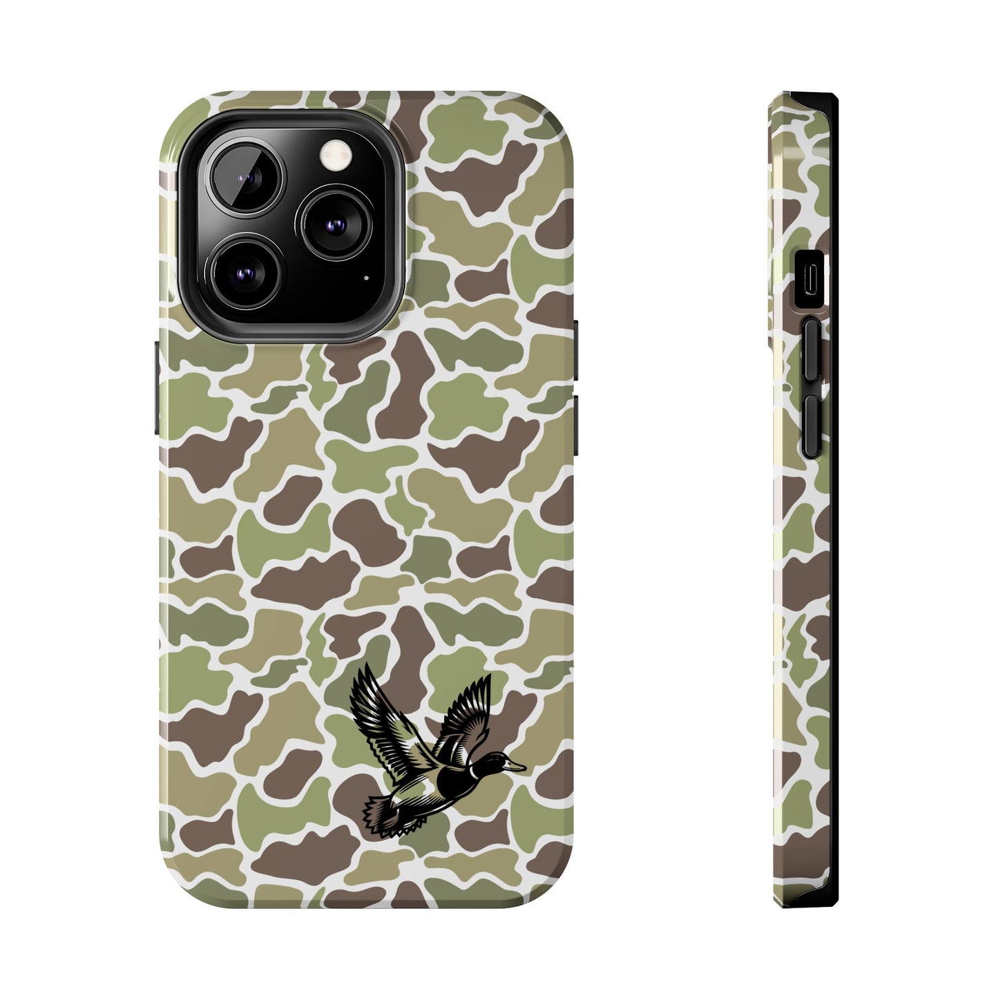 Apple iPhone (13-15 Pro Max) Old School Camouflage, Mallard Bird Tough Phone Cases