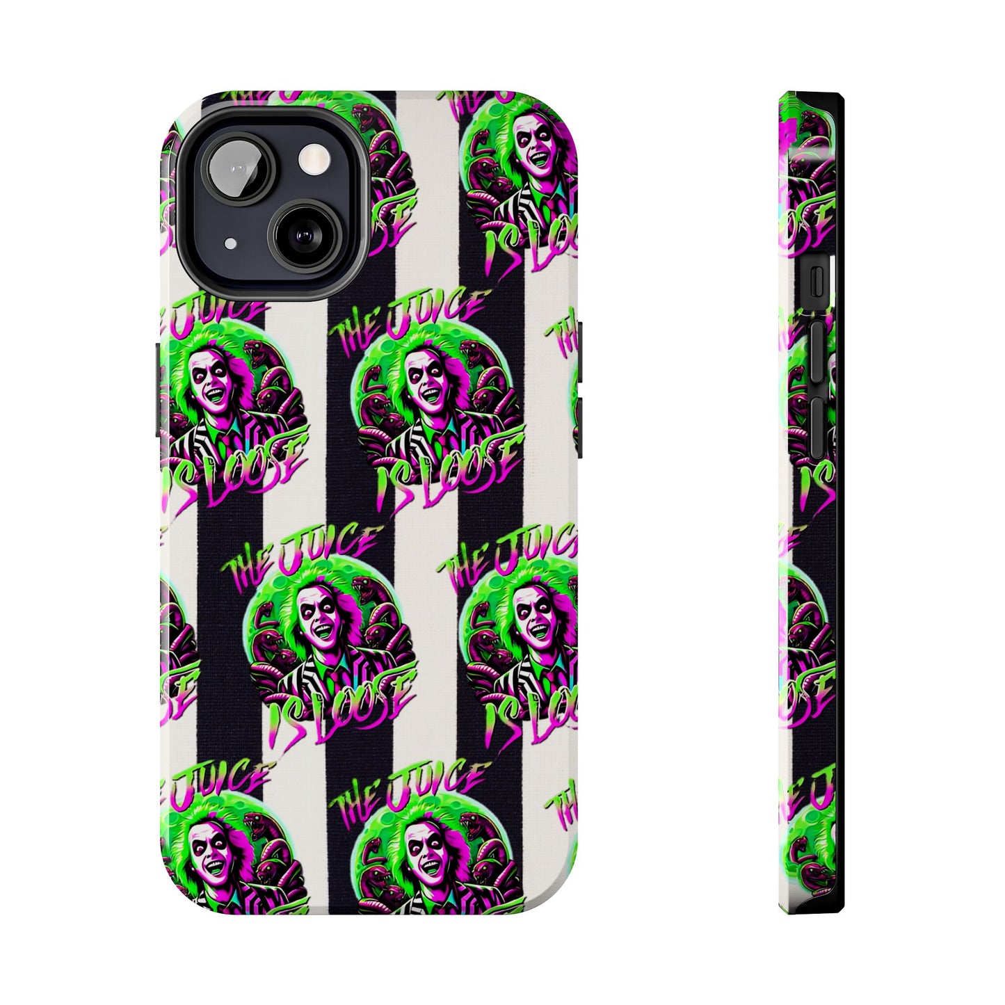 Apple iPhone Tough Phone Case (13-15 Pro Max), Beetle Juice, "The Juice Is Loose"