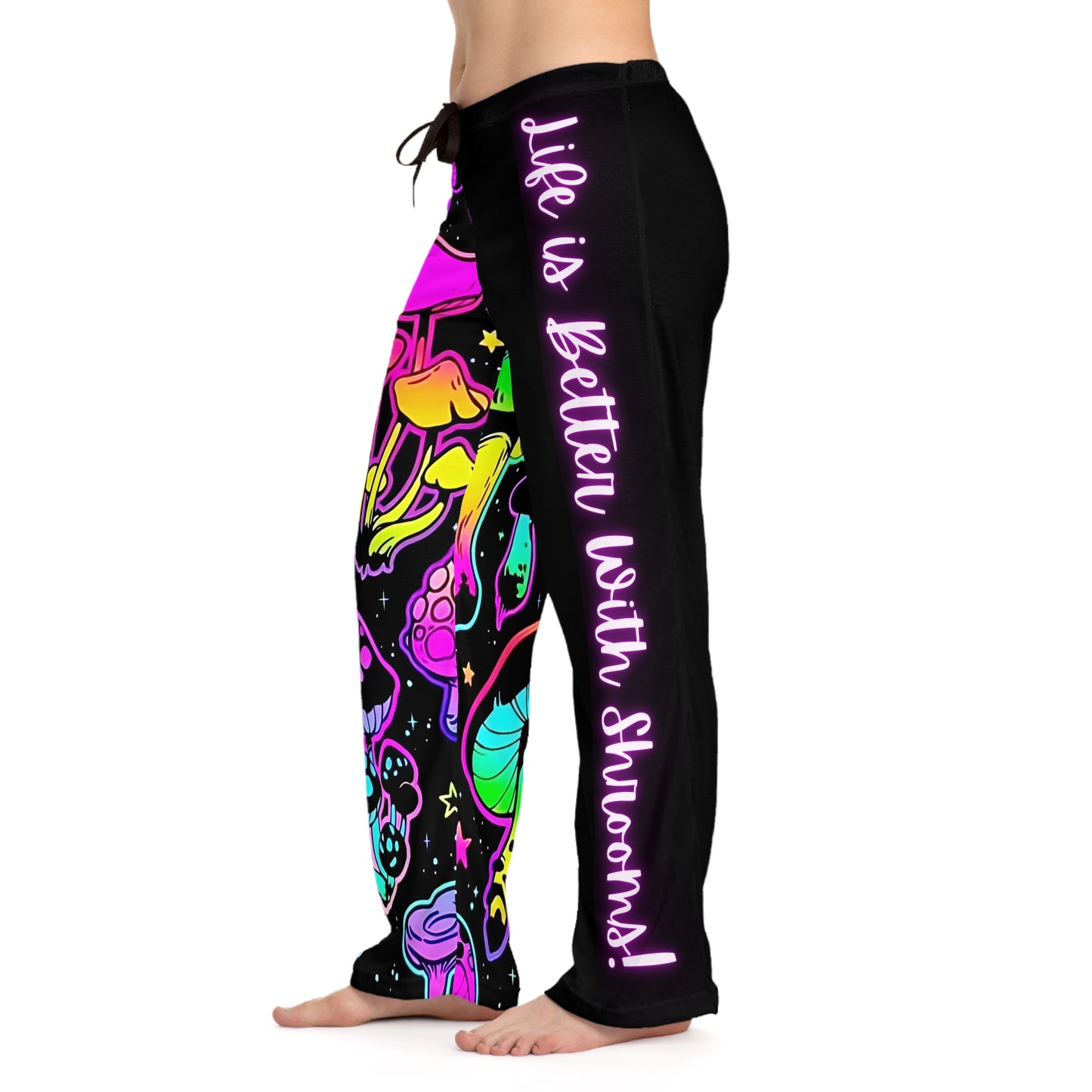 Women's Pajama Pants, "Life is Better With Shrooms", Relaxed Lounge Pants NEW