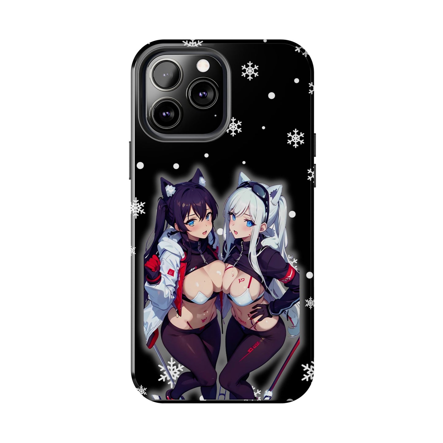 Apple iPhone (13-15 Pro Max) Tough Phone Case, Sexy Anime Girls Snow Skiing, New