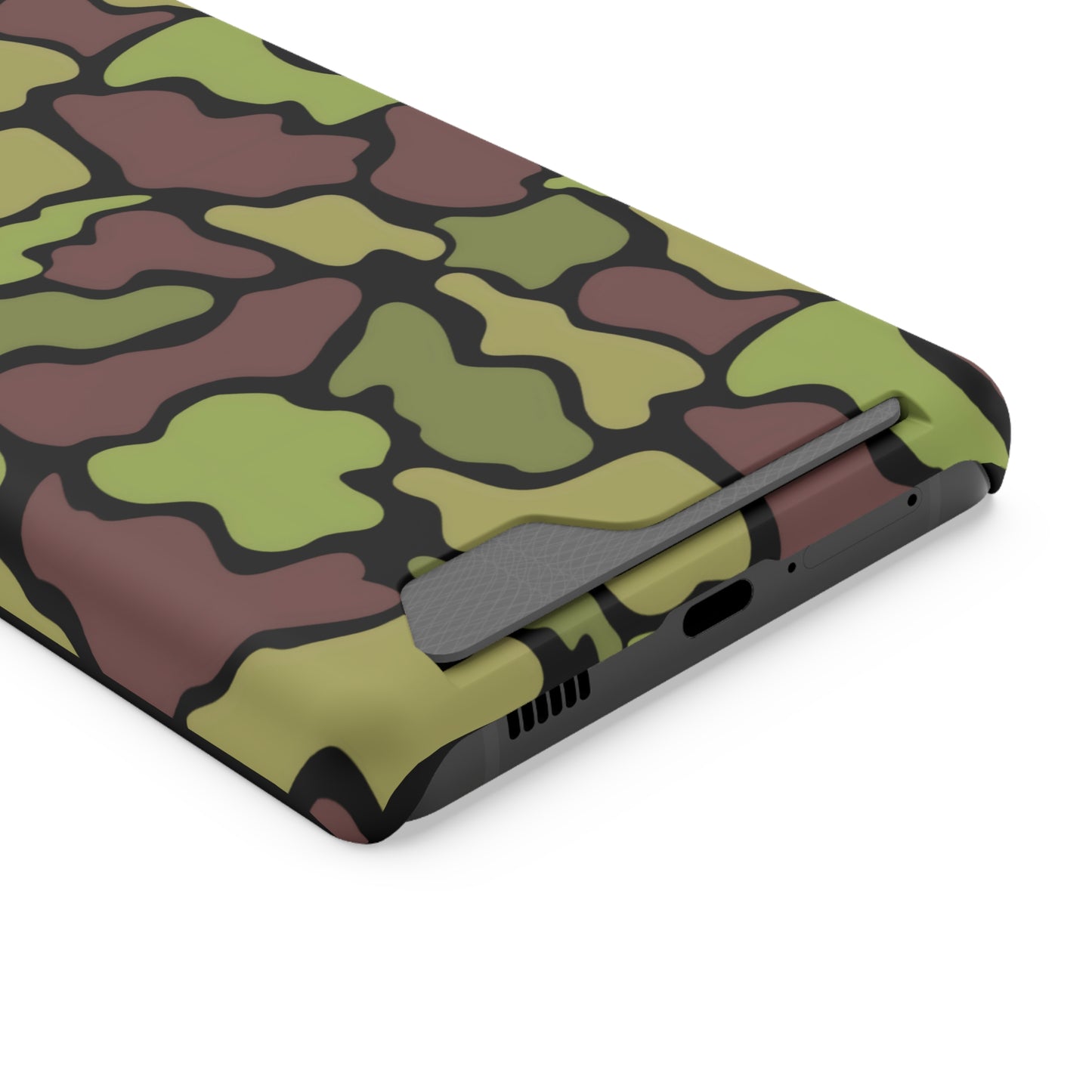 Stylish Camouflage/ Black Phone Case With Card Holder, iPhone, Android