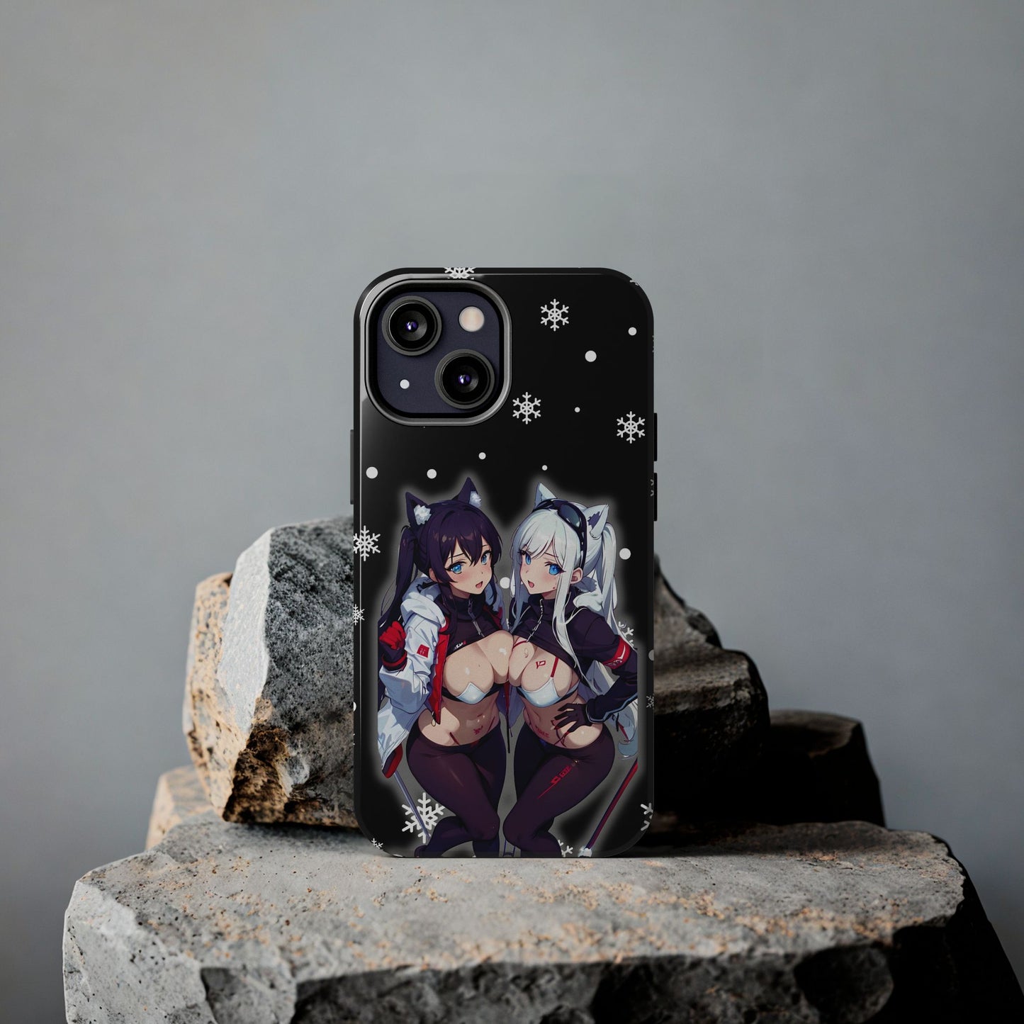 Apple iPhone (13-15 Pro Max) Tough Phone Case, Sexy Anime Girls Snow Skiing, New