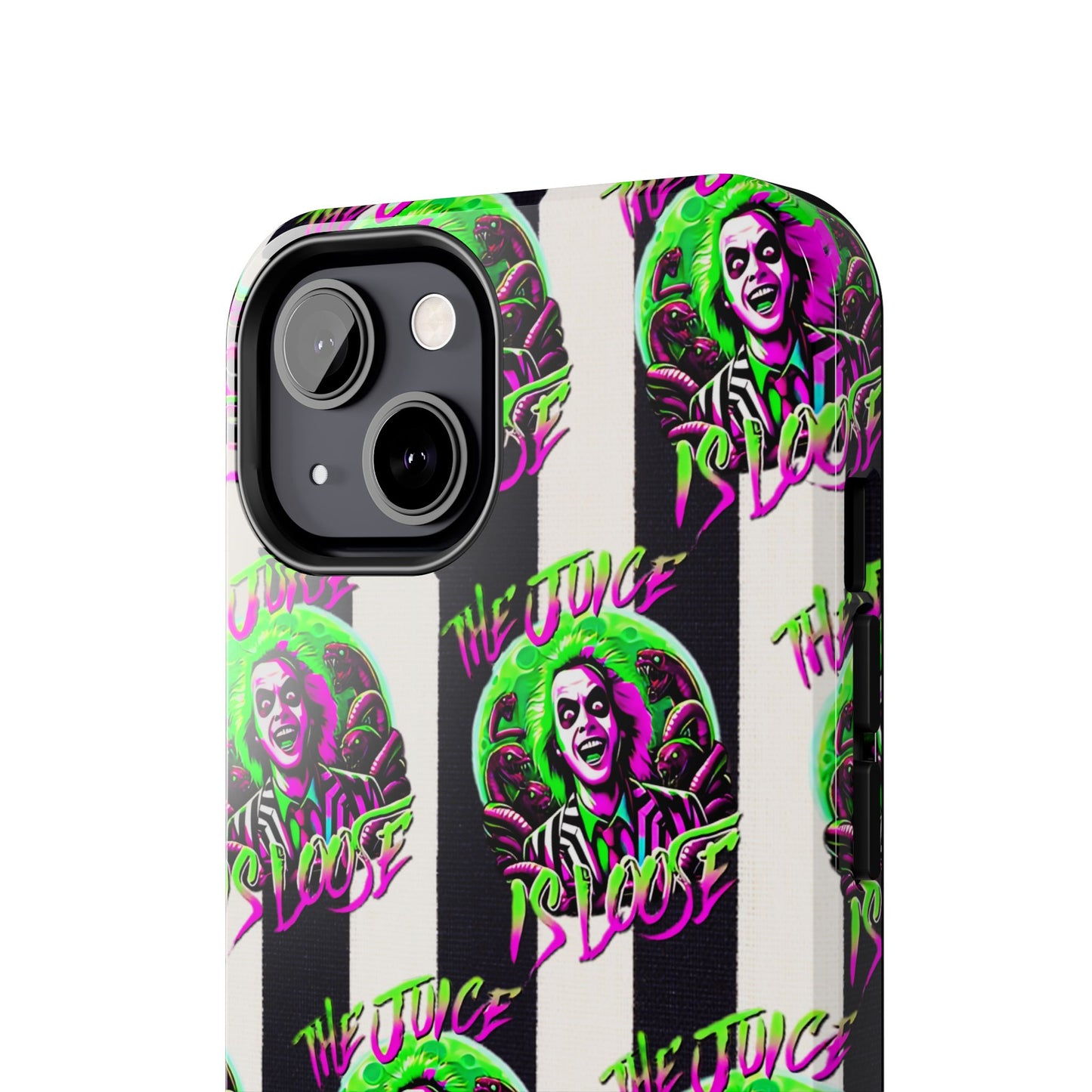 Apple iPhone Tough Phone Case (13-15 Pro Max), Beetle Juice, "The Juice Is Loose"