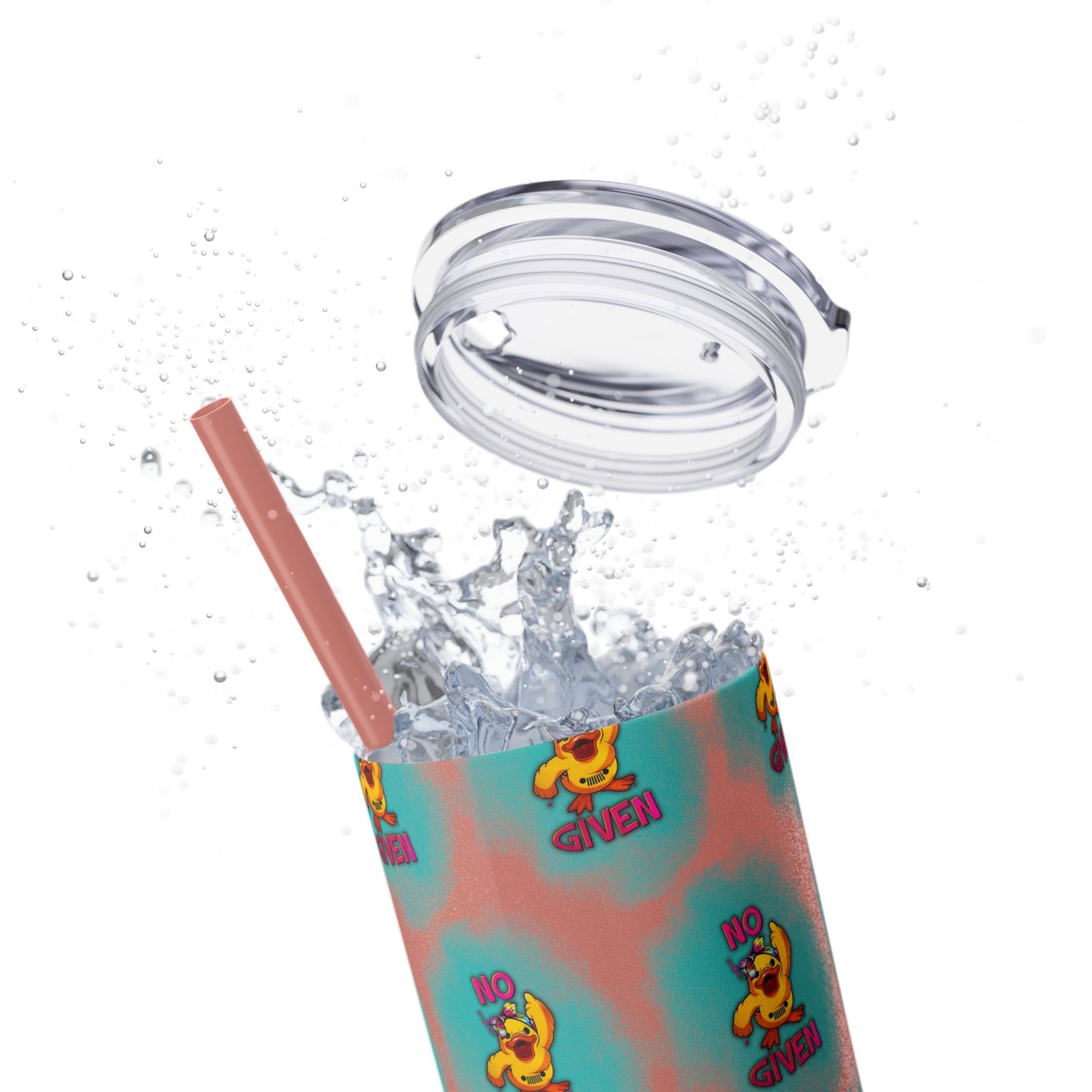 Jeep Duck, "No F Given", Skinny Tumbler with Straw, 20oz Cup