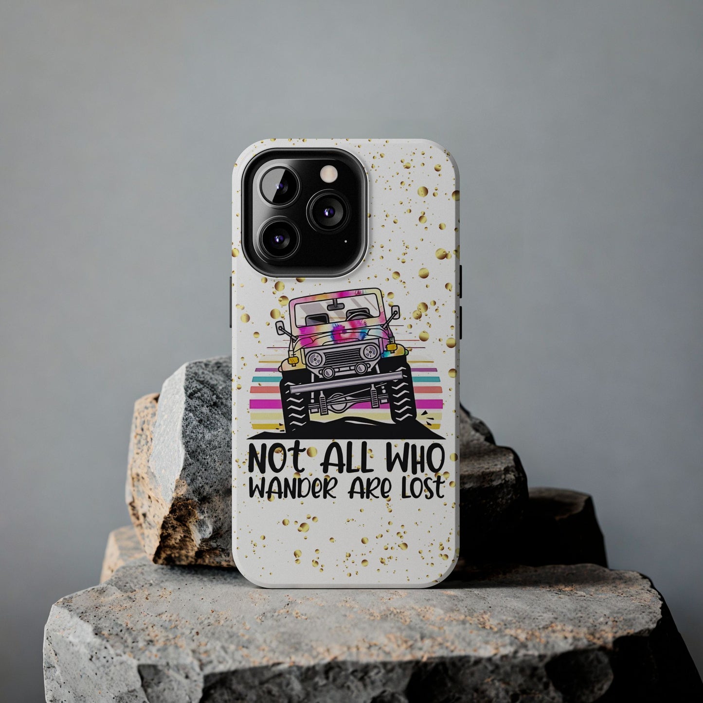 Apple iPhone, Tough Phone Case (13-15 Pro Max) JEEP, " Not All Who Wander..."