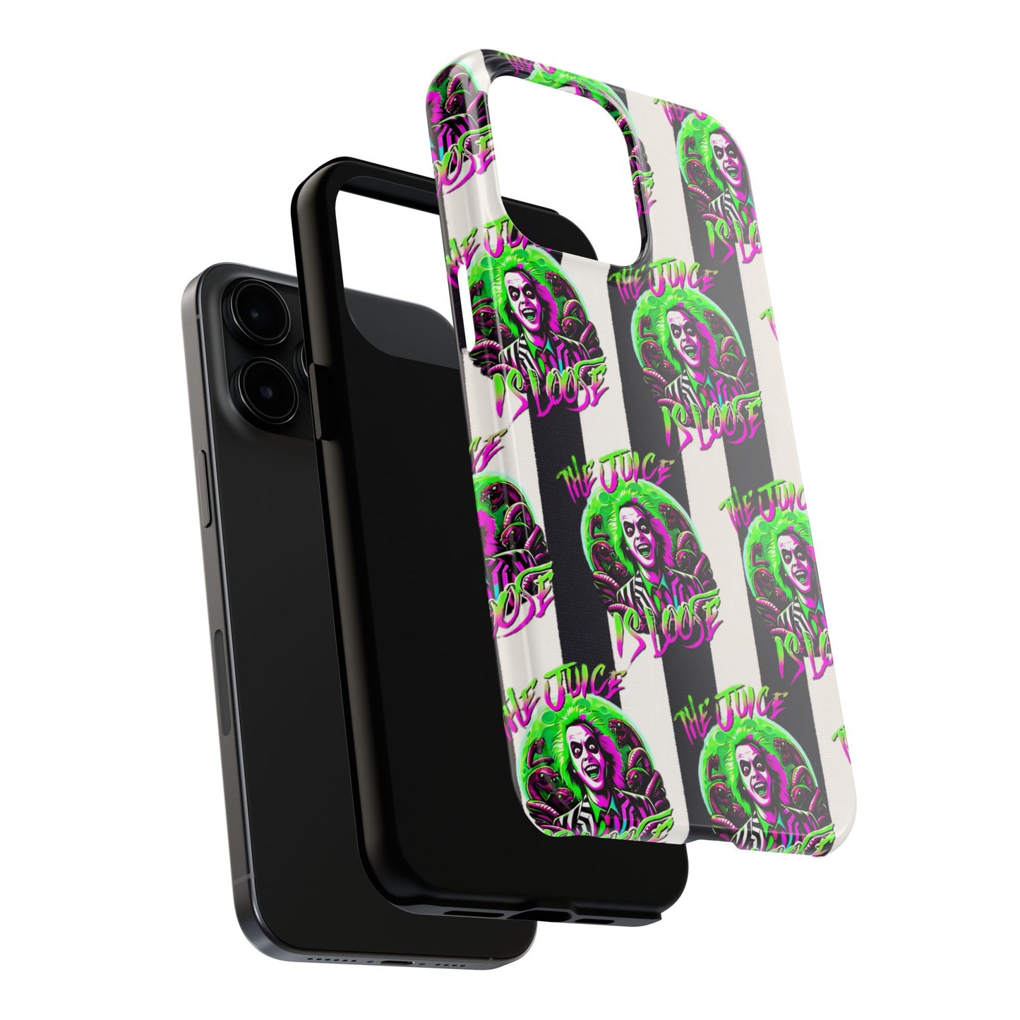 Apple iPhone Tough Phone Case (13-15 Pro Max), Beetle Juice, "The Juice Is Loose"