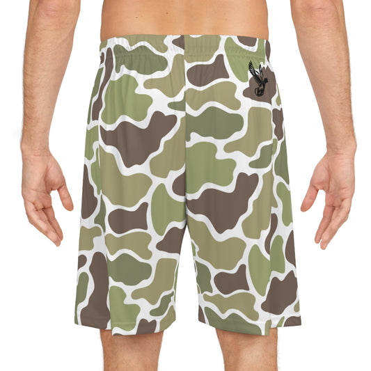 Men's Old School Stylish Camo, Basketball Shorts, Mallard Duck