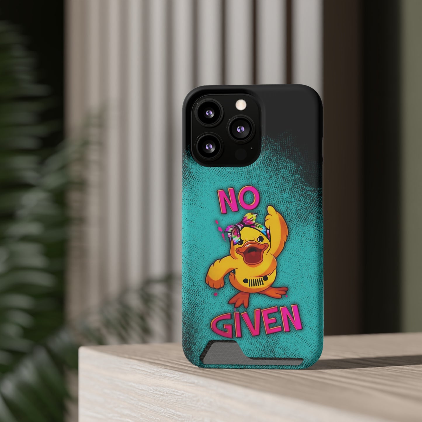 Jeep Duck, "No F Given", Phone Case With Card Holder (iPhone & Android)