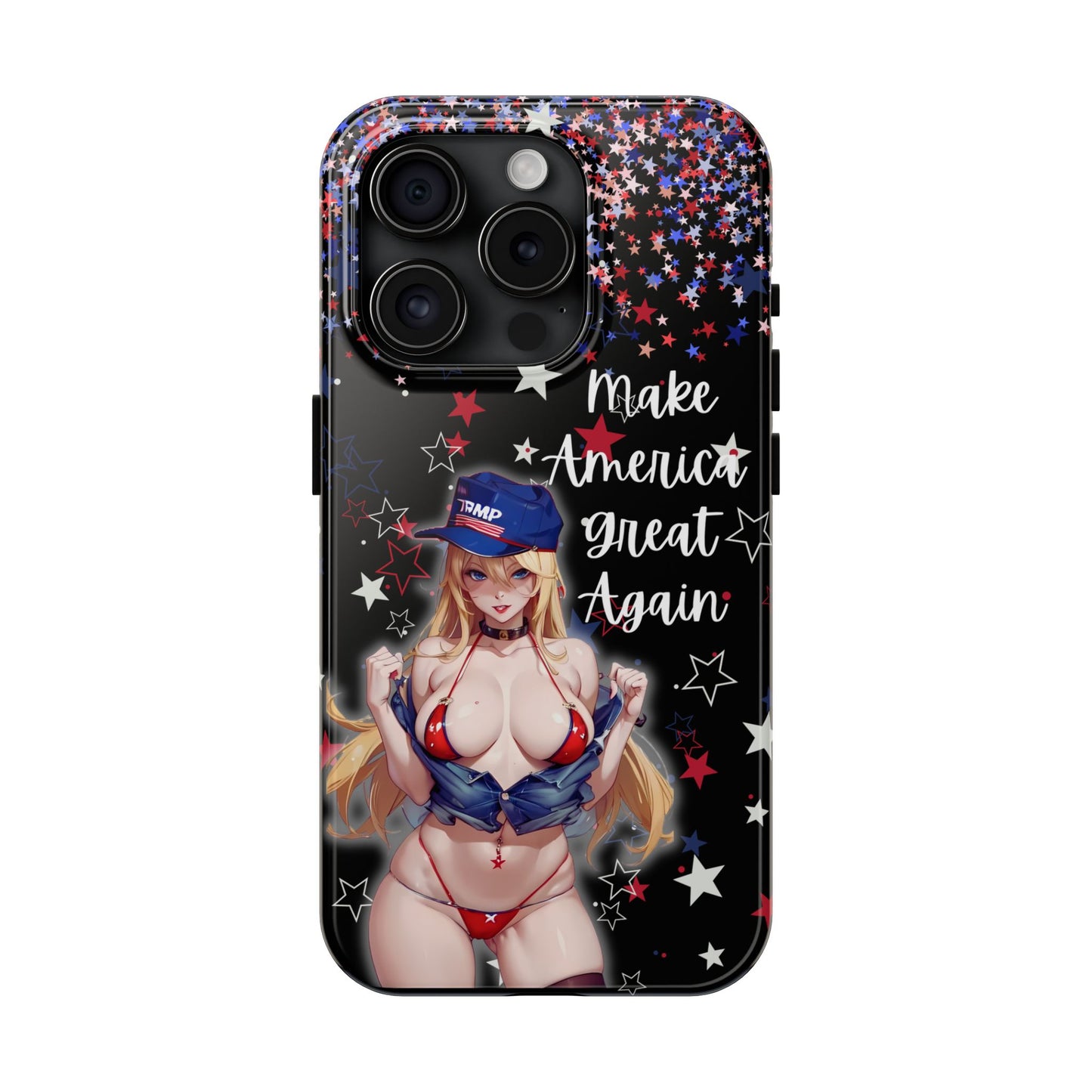 Apple iPhone, Tough Phone Case (13-15 Pro Max) Sexy Trumo Girl MAGA, New