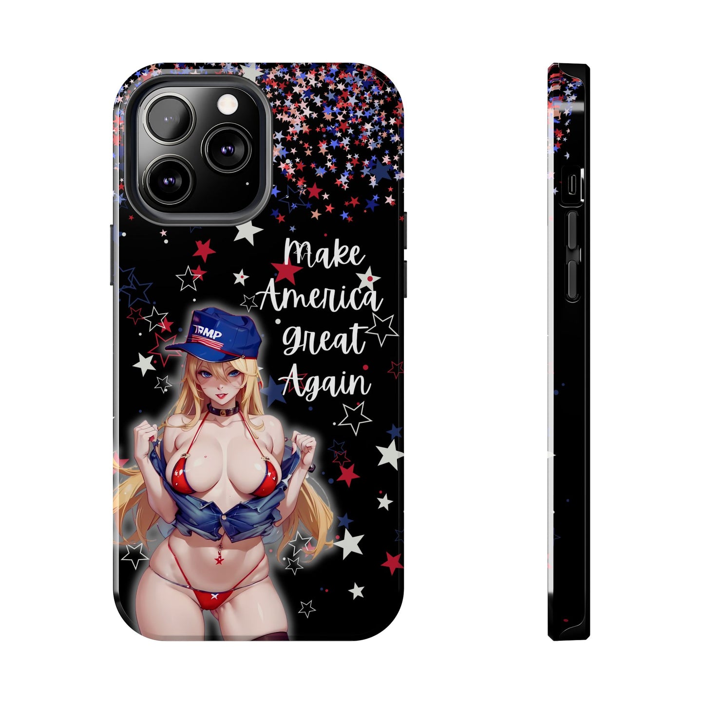 Apple iPhone, Tough Phone Case (13-15 Pro Max) Sexy Trumo Girl MAGA, New