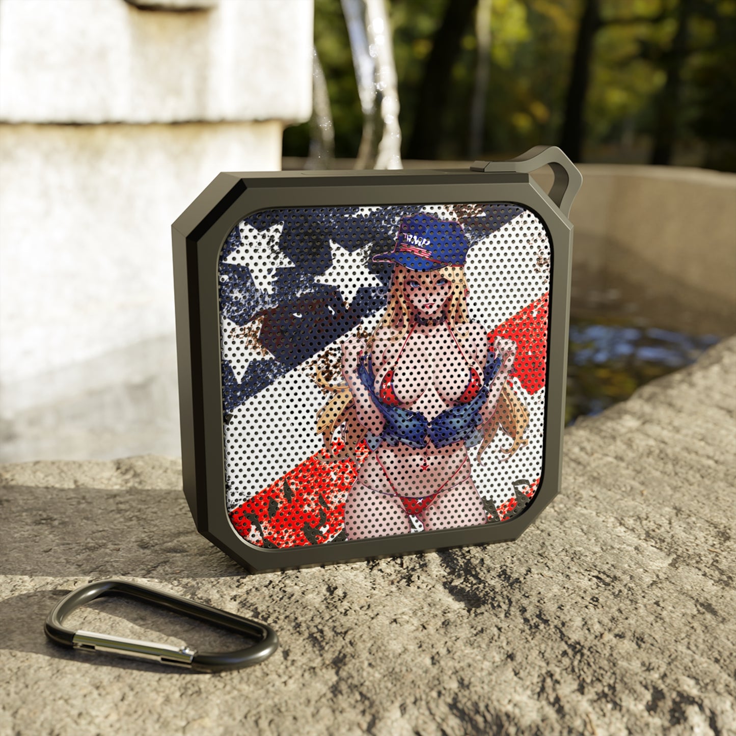 Blackwater Outdoor Waterproof Bluetooth Speaker, Hot Trump Chick In Bikini/ American flag Speaker