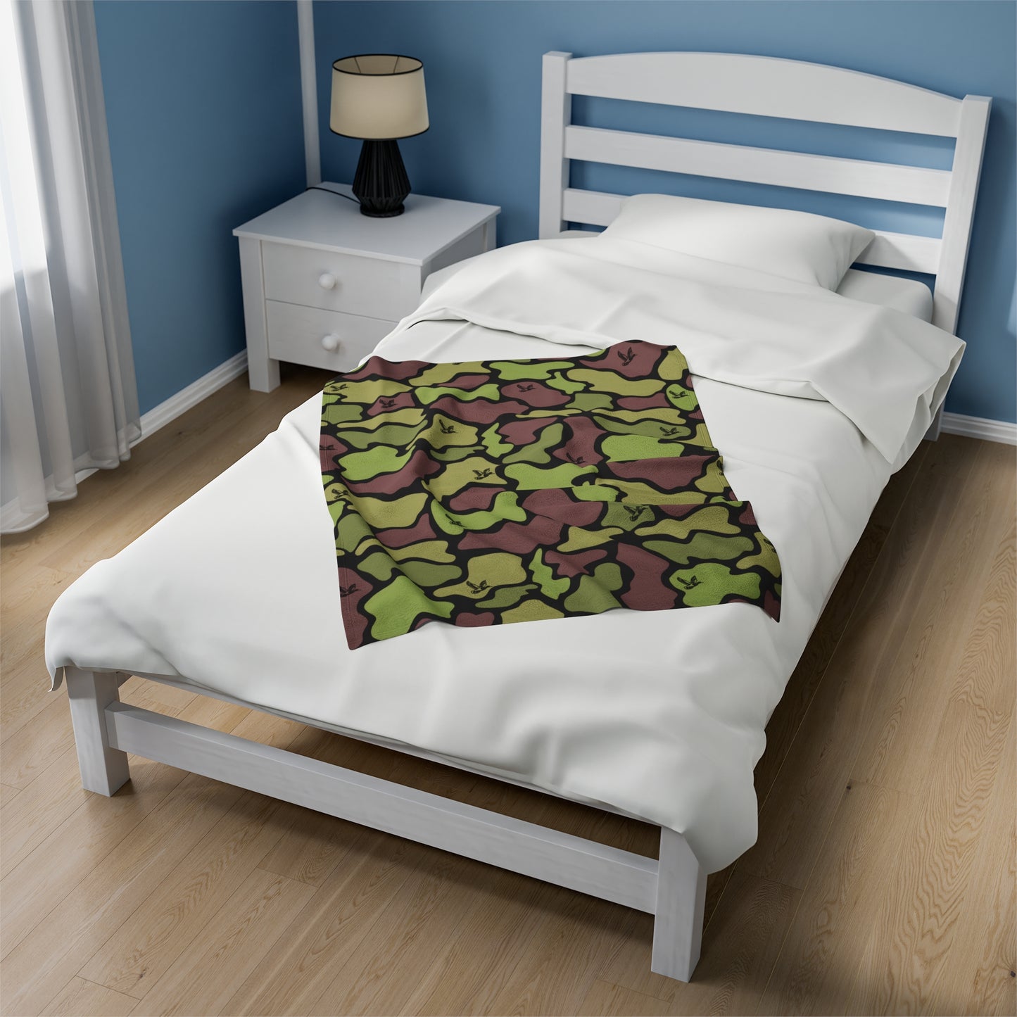 Camouflage/Black, Mallard Duck, Velveteen Plush Blanket (3 Sizes) Country/Hunter Gift