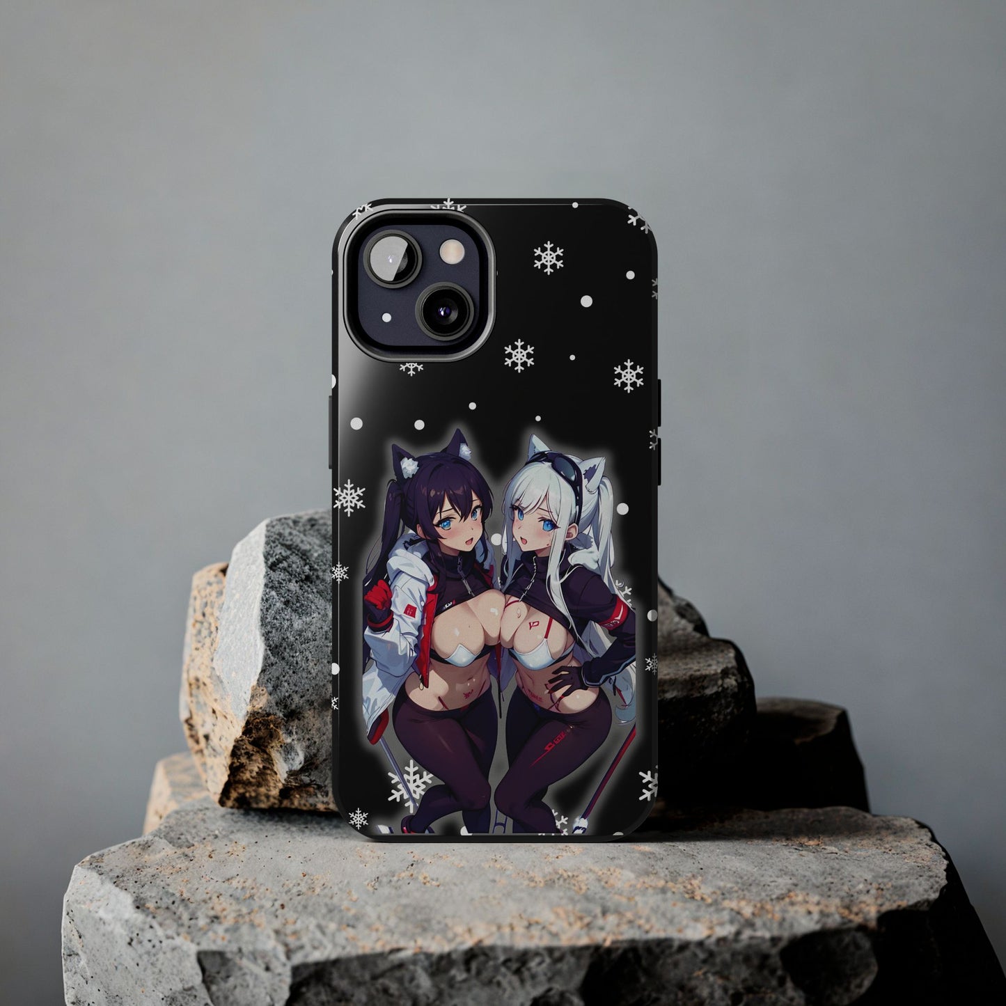 Apple iPhone (13-15 Pro Max) Tough Phone Case, Sexy Anime Girls Snow Skiing, New