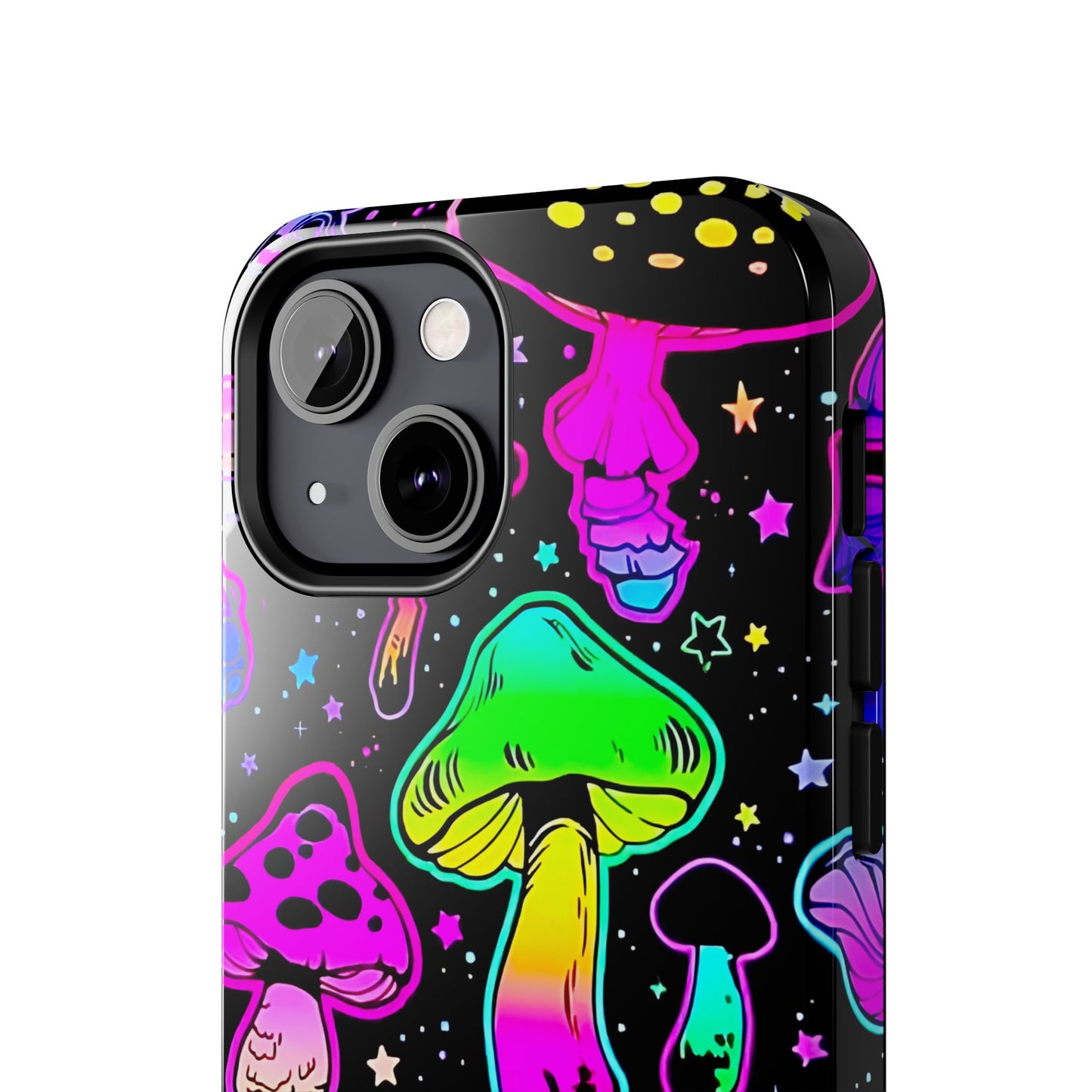 Apple iPhone (13-15 Pro Max) Shrooms Tough Phone Cases, Bright Coloruul Mushrooms