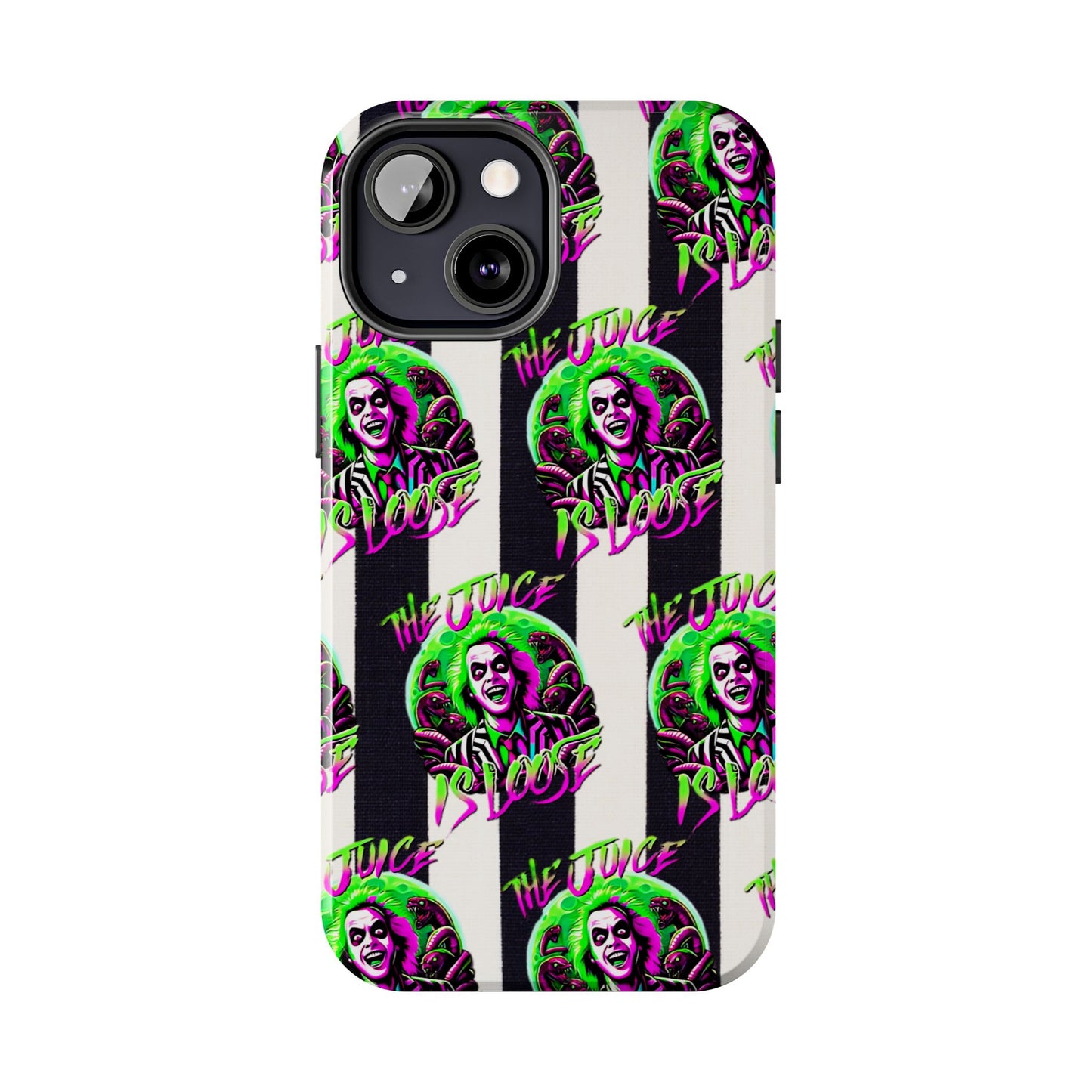 Apple iPhone Tough Phone Case (13-15 Pro Max), Beetle Juice, "The Juice Is Loose"