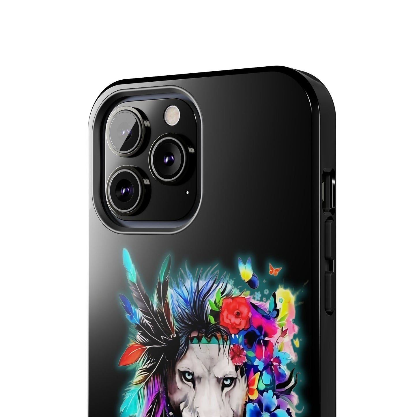 Apple iPhone Tough Case (13-15 Pro Max), Lion "Not All Who Wander Are Lost"