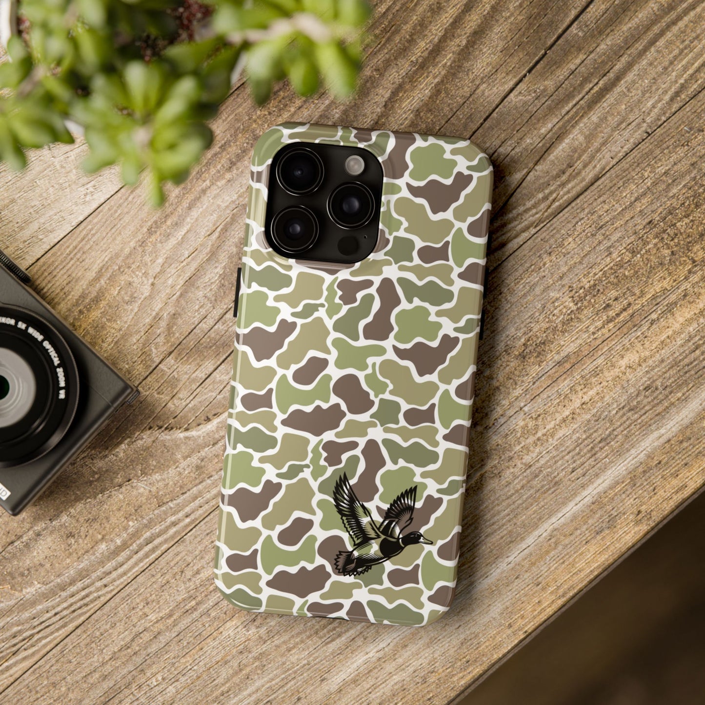 Apple iPhone (13-15 Pro Max) Old School Camouflage, Mallard Bird Tough Phone Cases